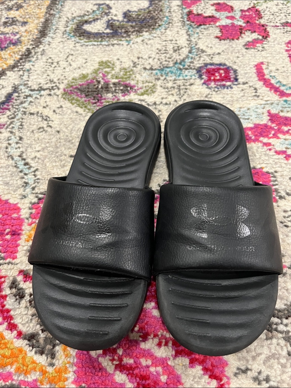 Under Armour Black Slide Sandals with Cushioned Footbed